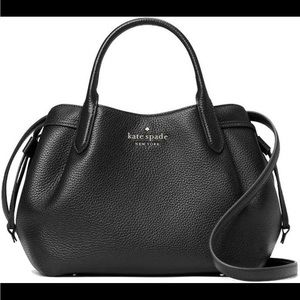 Brand New Kate Spade Large Black Dumpling Satchel Pebbled Leather